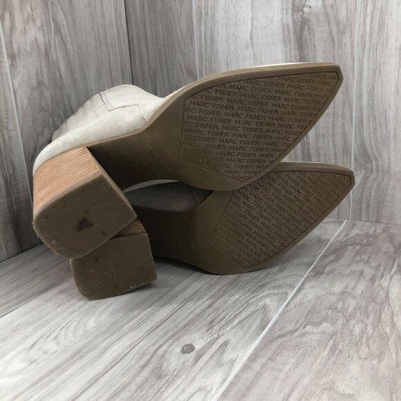Marc Fisher Ankle Boots Womens 10M Alva Tan Suede Slip On Chelsea Booties - Picture 10 of 12